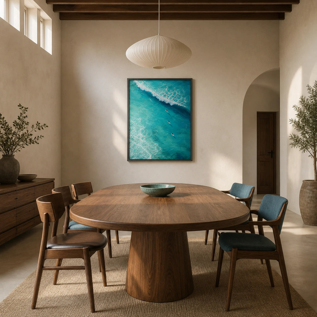 into the break displayed in a dining space