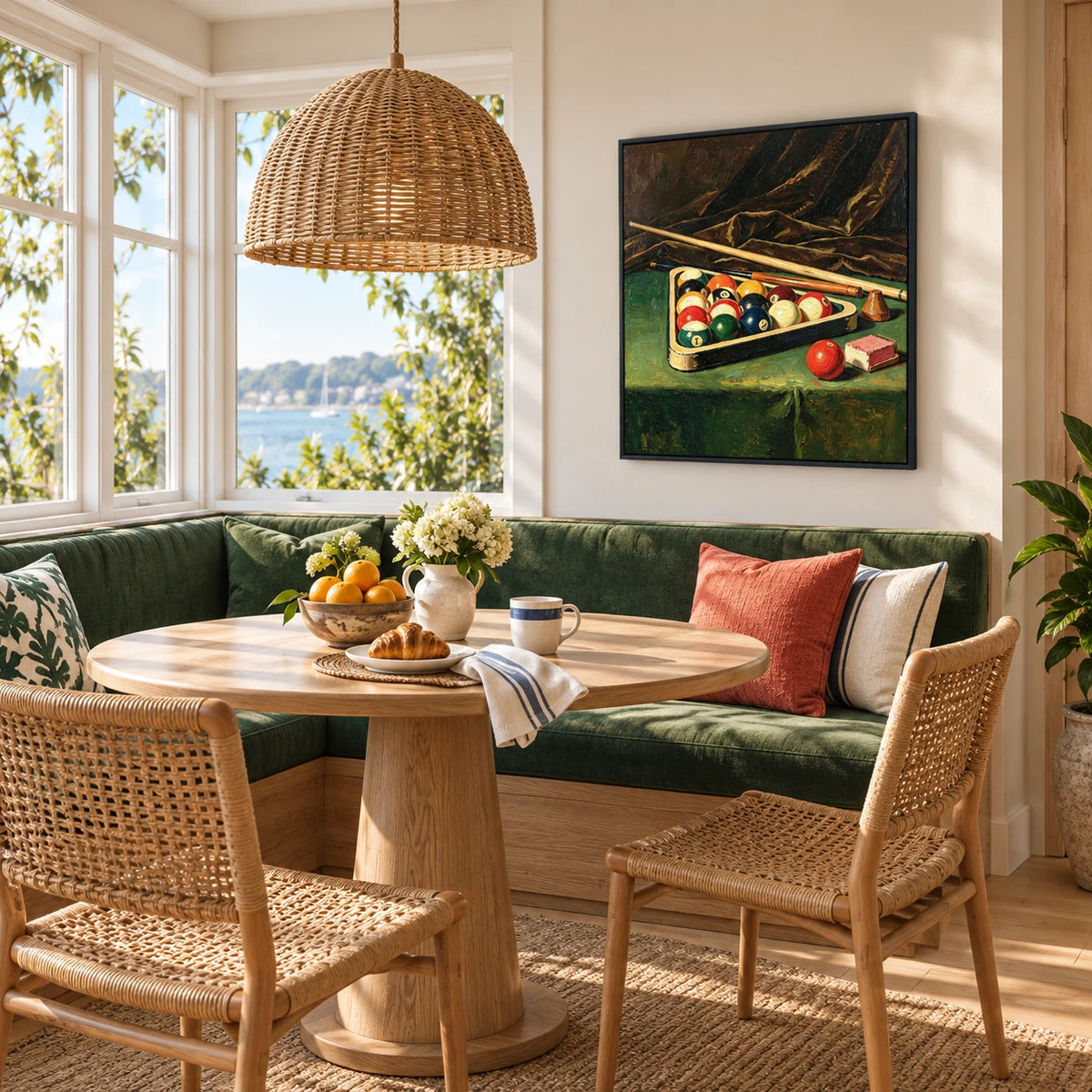 billiards after dark displayed in a breakfast nook