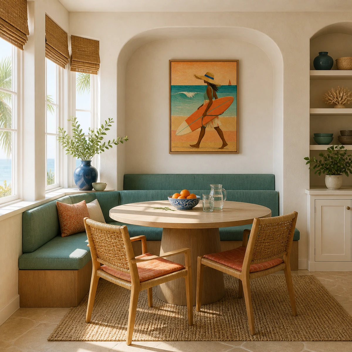 coastal stride displayed in a breakfast nook
