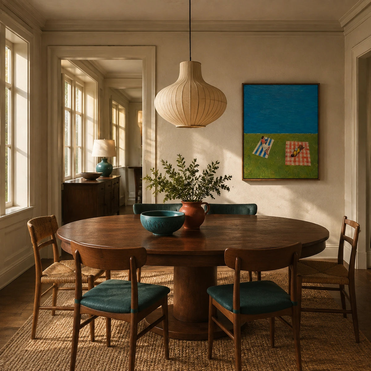 blue water, open afternoon displayed in a dining space