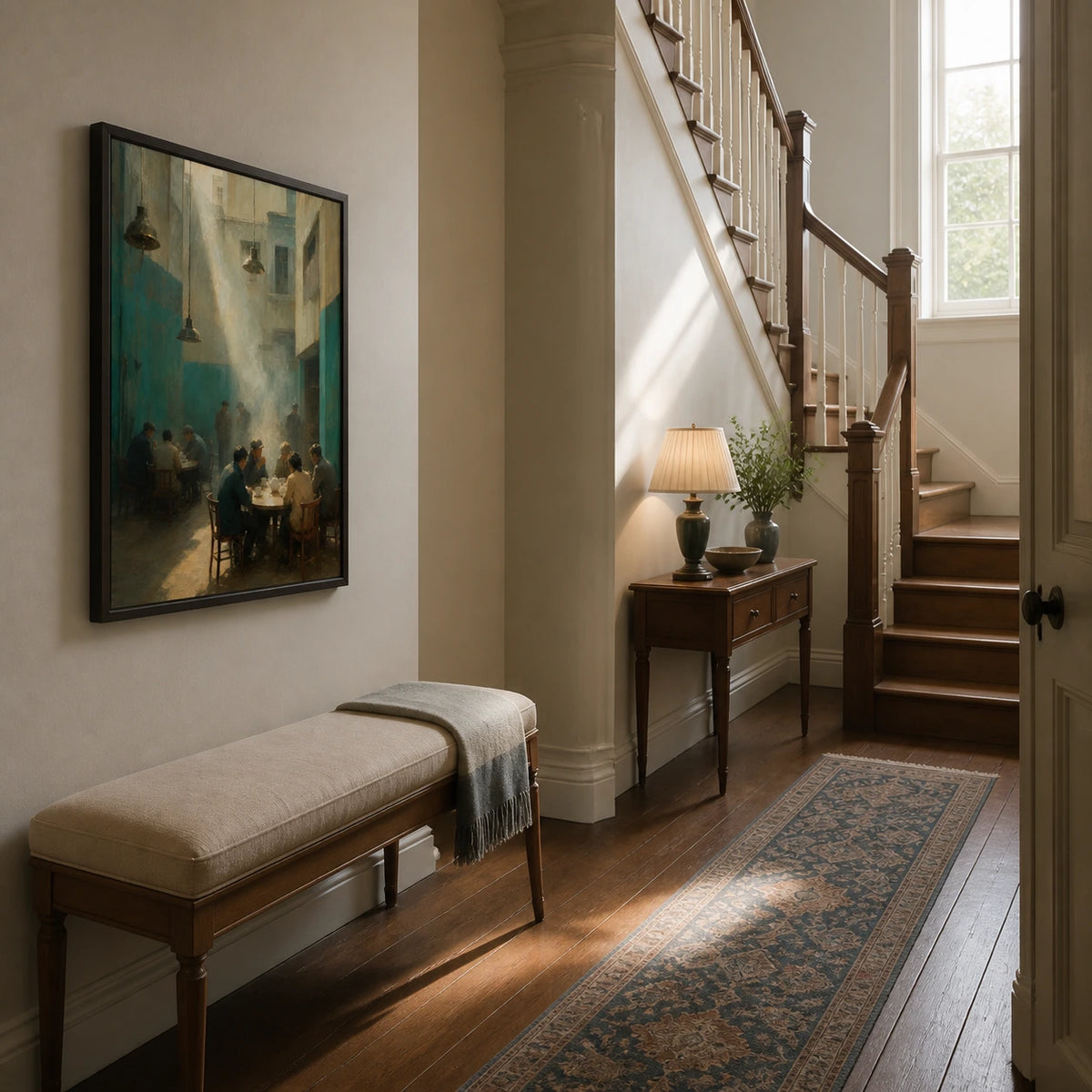 courtyard tea displayed in a entry hall