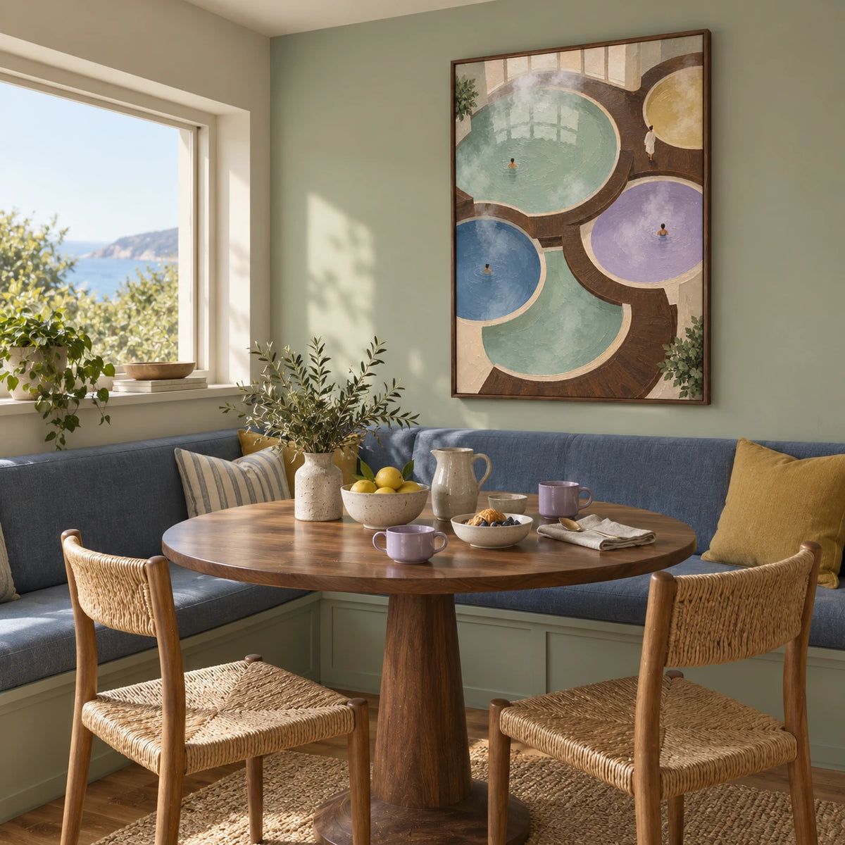 stillwater pools displayed in a breakfast nook