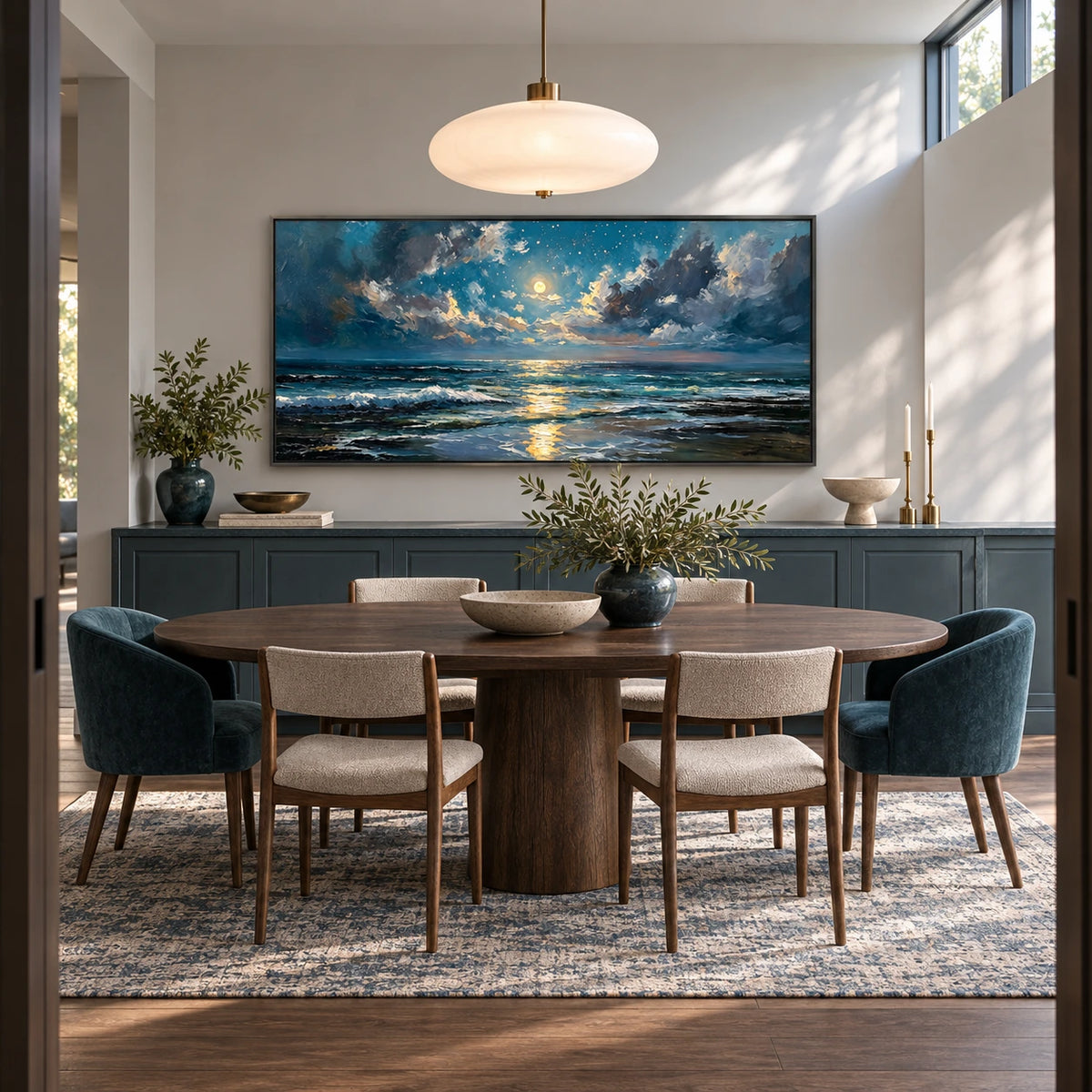 moonlit breakers displayed in a dining space