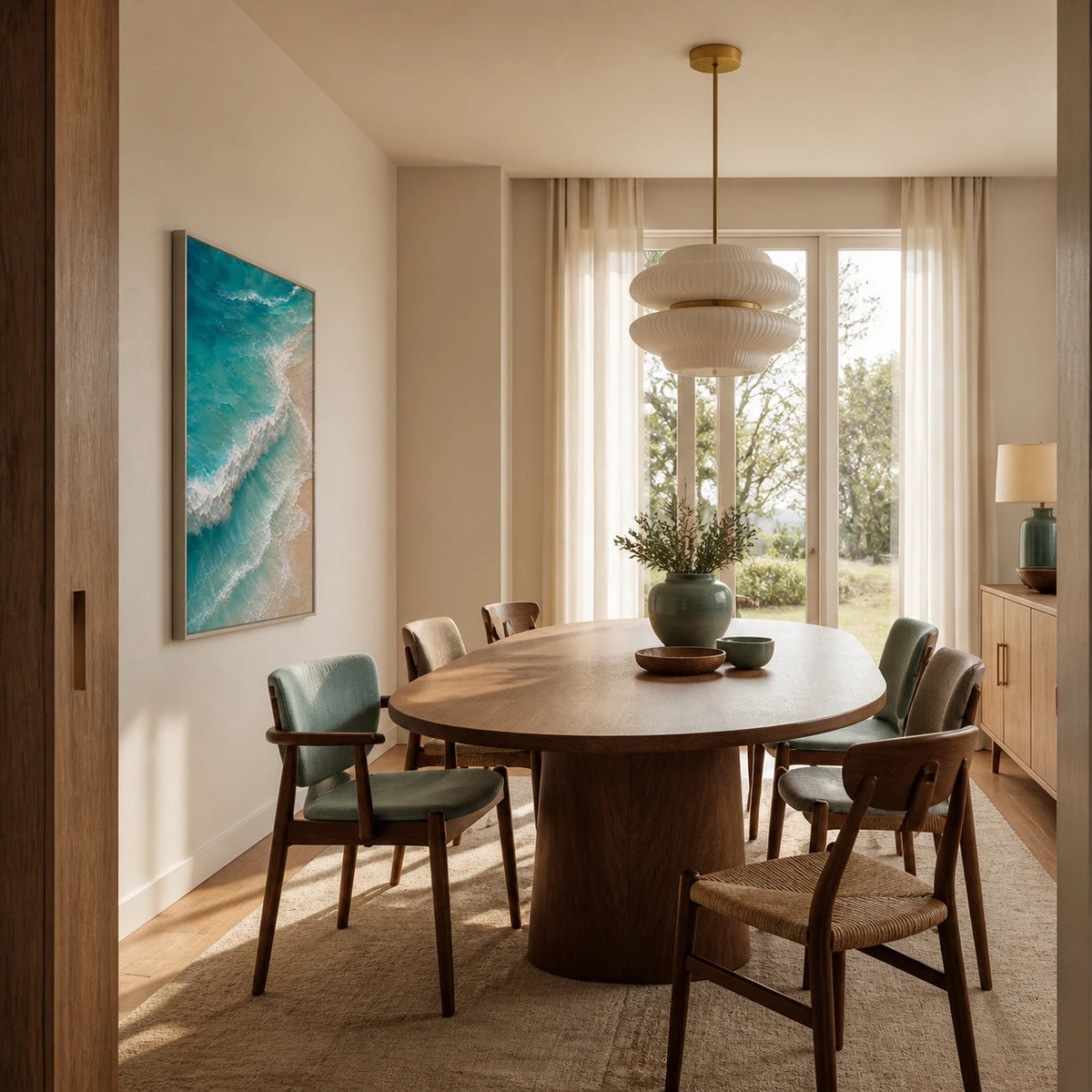 where the tide turns displayed in a dining space
