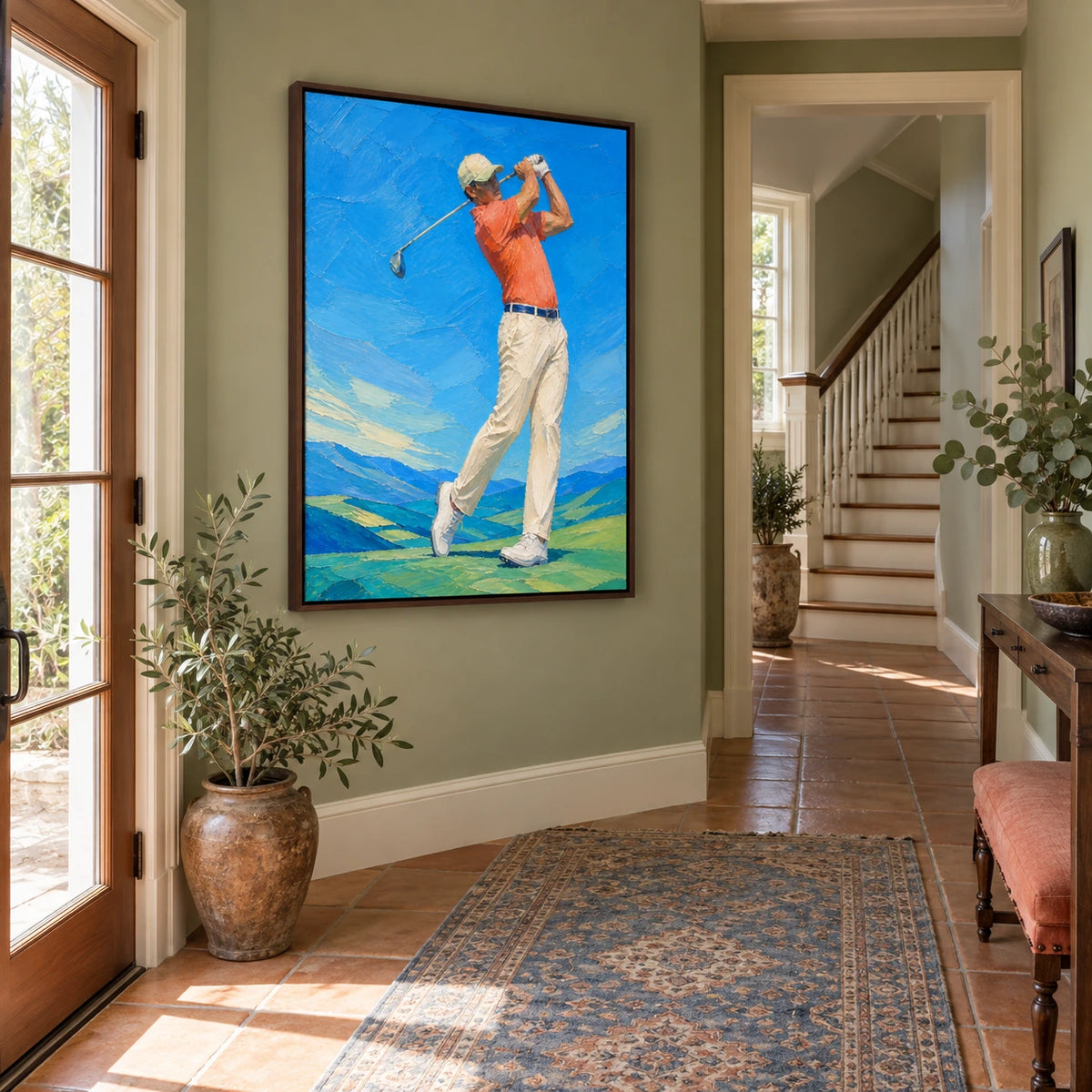 reading the green displayed in a entry hall