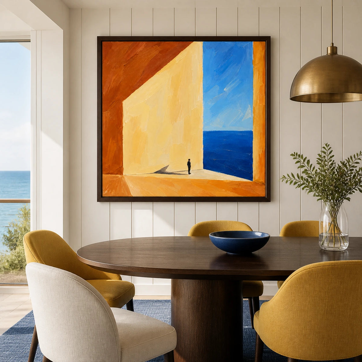 sunlit threshold displayed in a coastal dining space