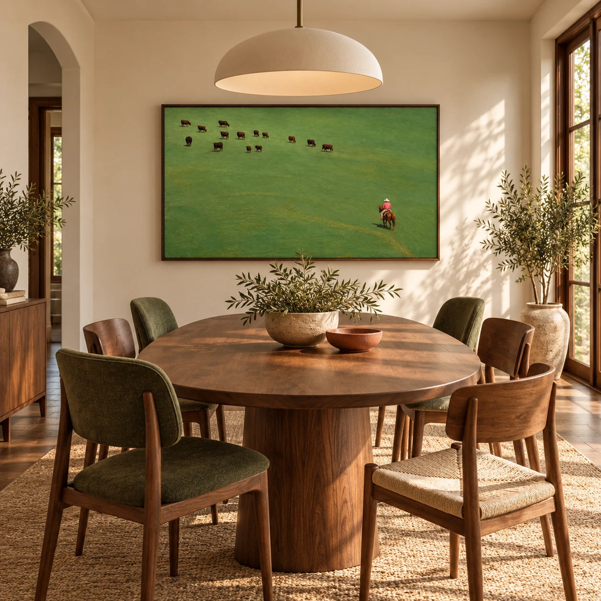 quiet pasture ride displayed in a dining space