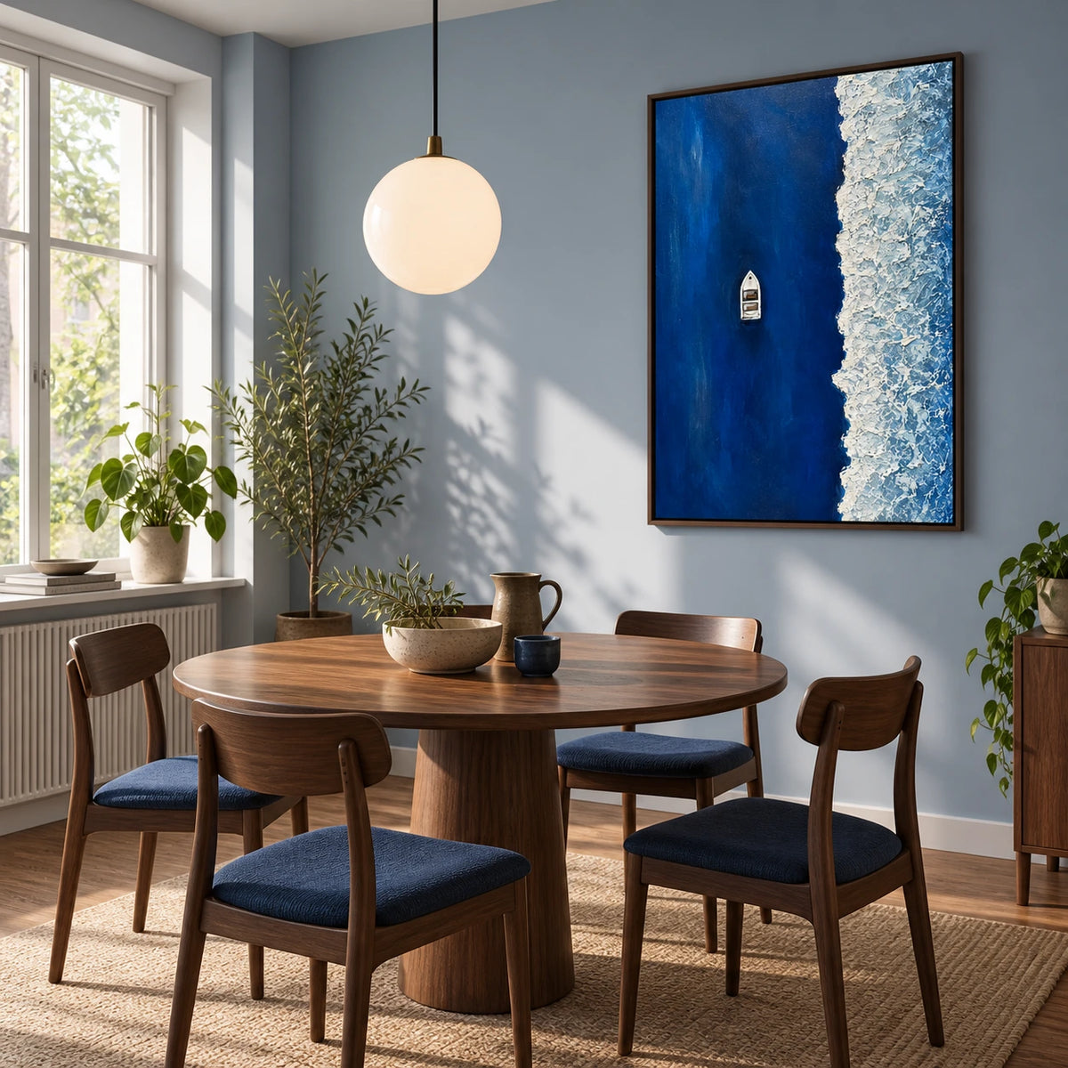 tidal edge displayed in a dining room