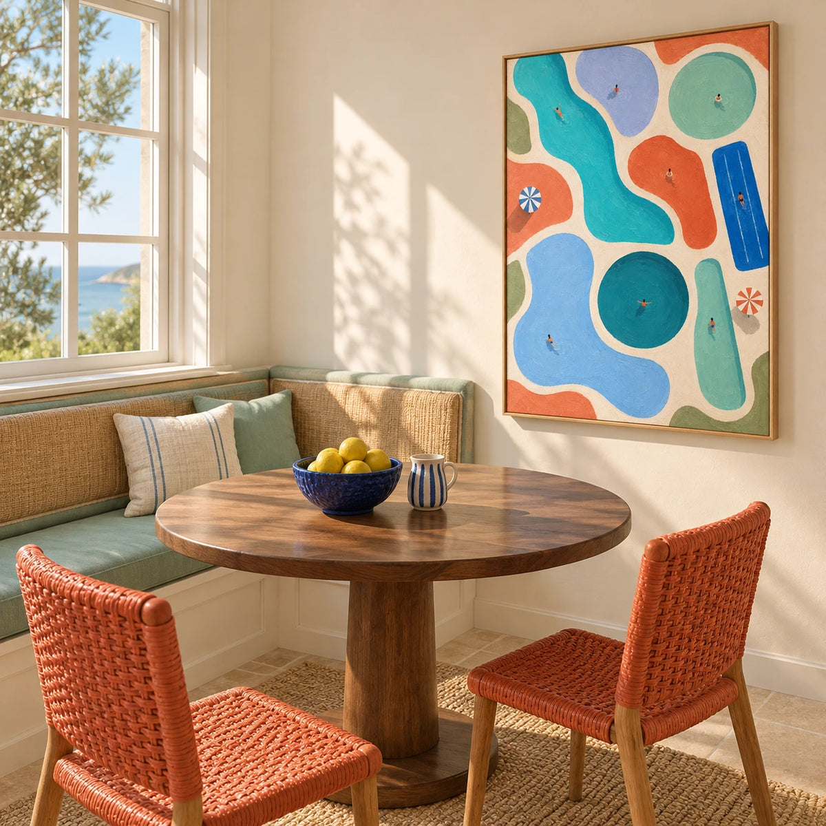 pools in motion displayed in a breakfast nook