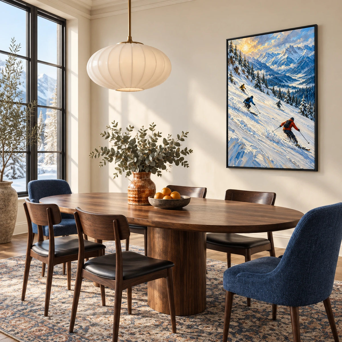 alpine descent displayed in a dining space