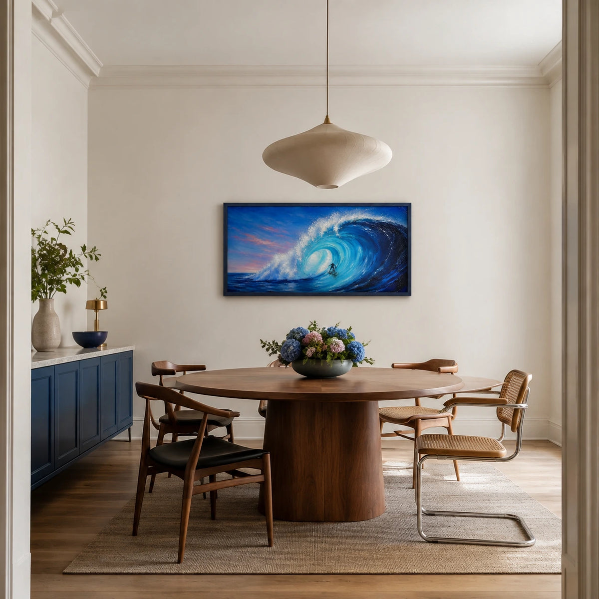 blue momentum displayed in a reading corner