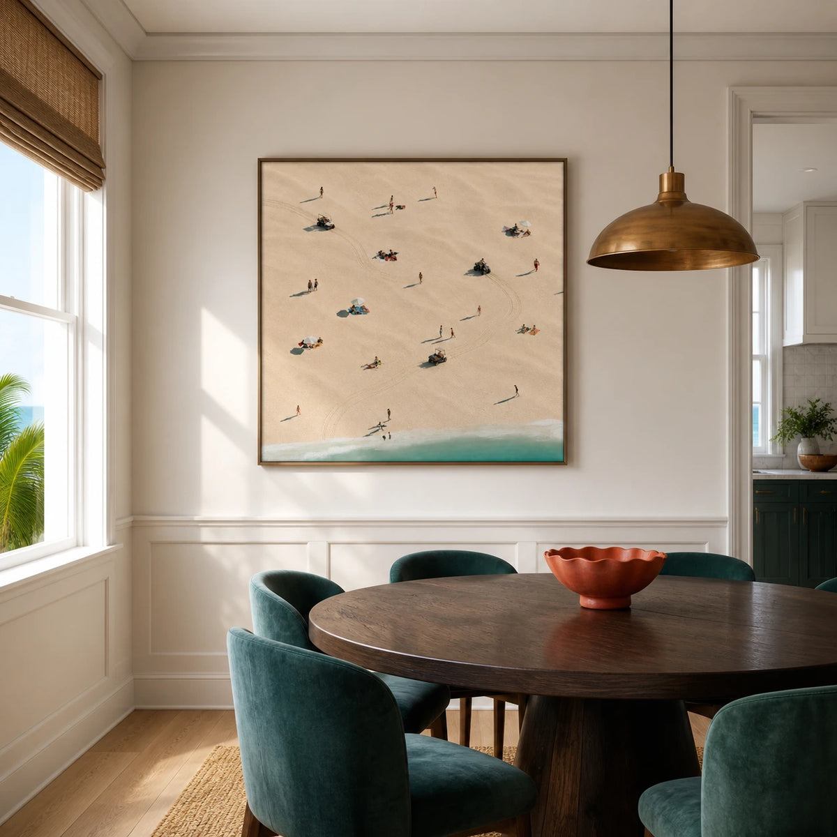 along the open shore displayed in a dining space