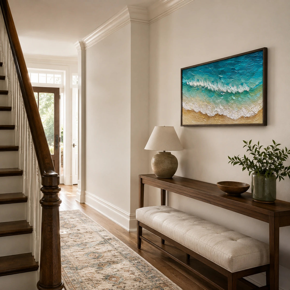 seafoam drift displayed in a reading corner