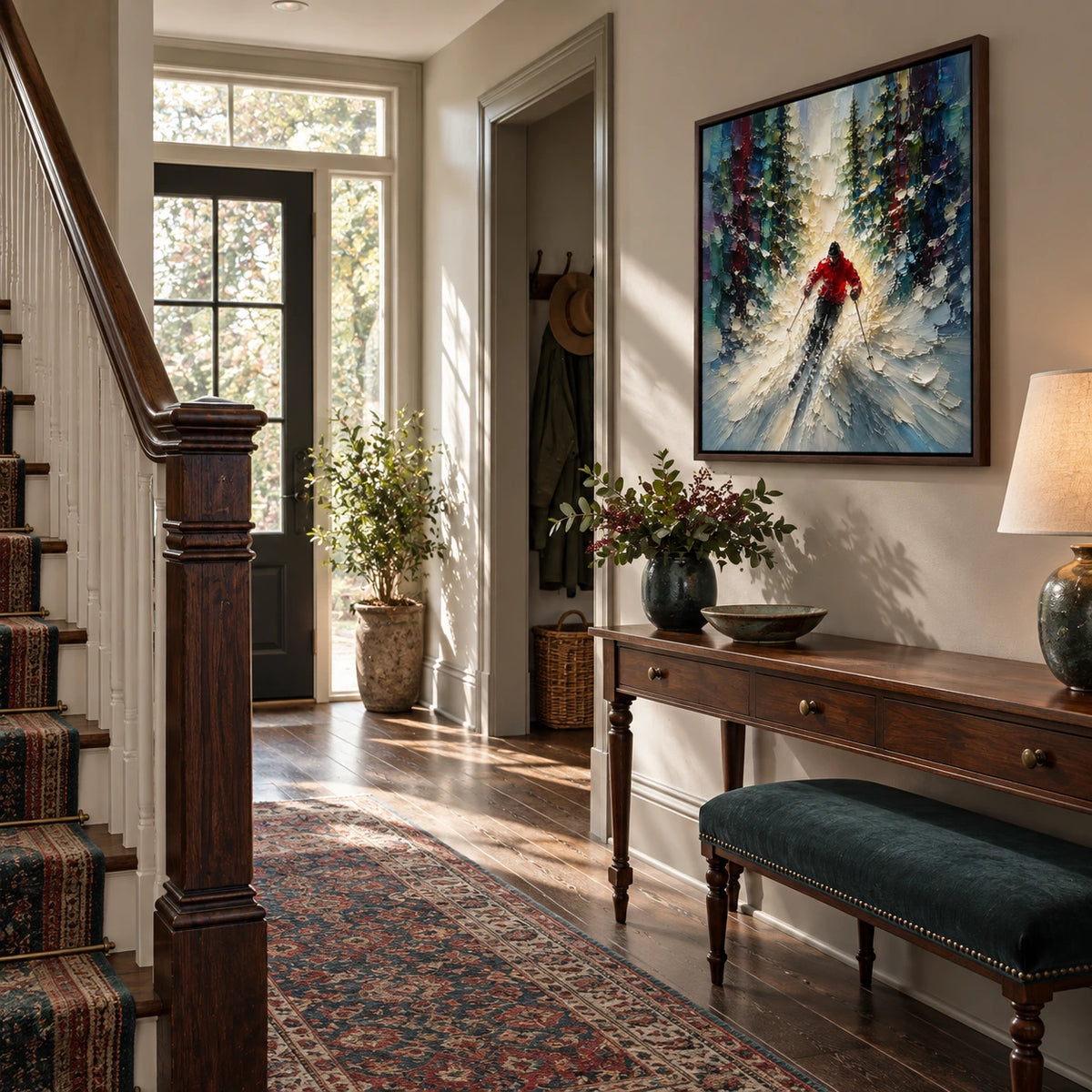 powder run displayed in a stair landing