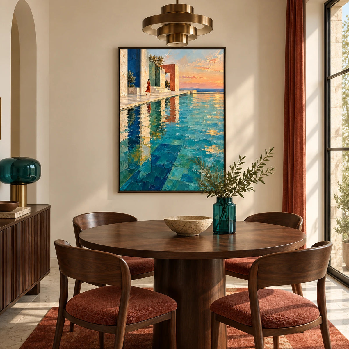 poolside at the open sea displayed in a intimate dining room