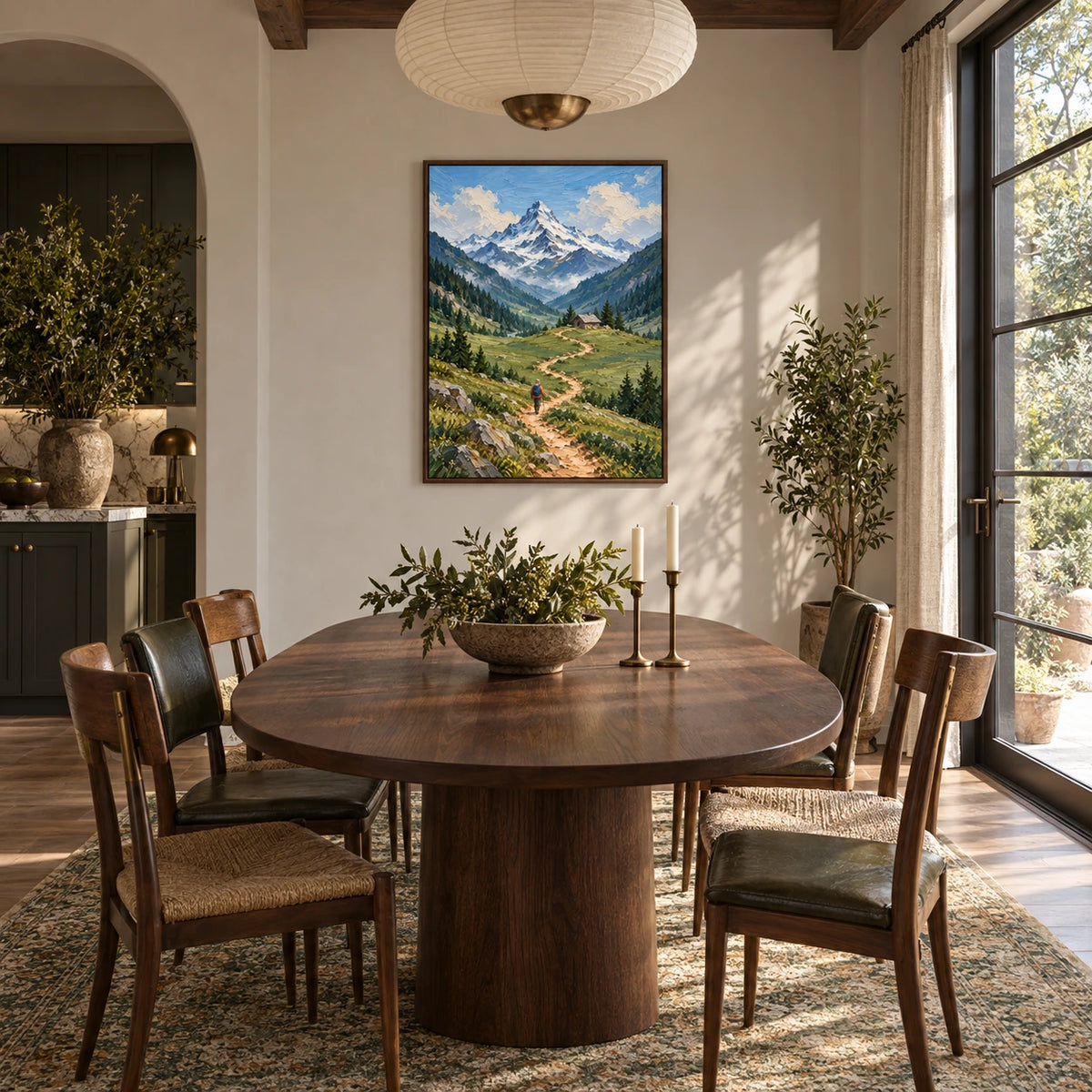 trail to alpine heights displayed in a dining space