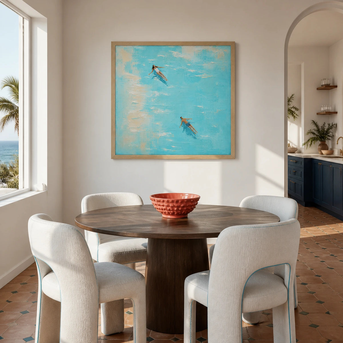drift into blue displayed in a dining space
