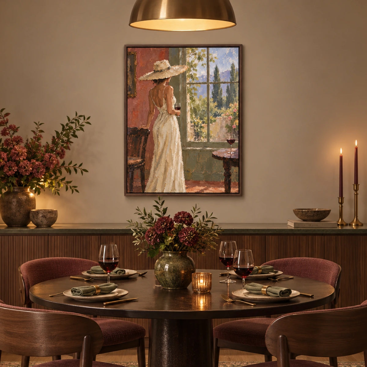 by the garden window displayed in a dining space