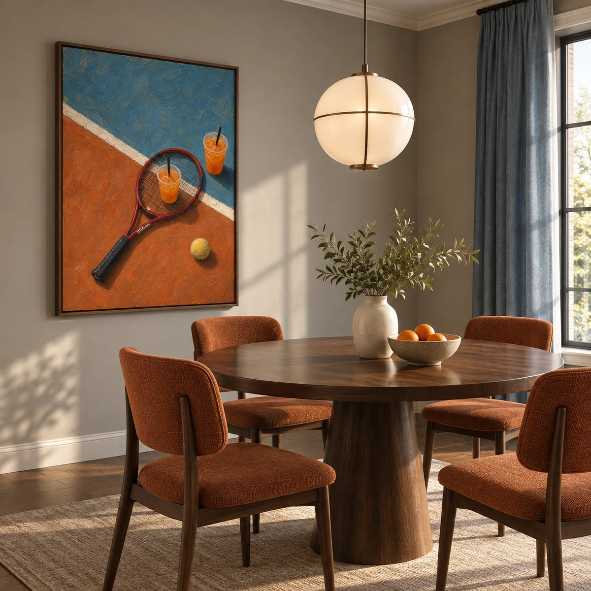 tennis court refresh displayed in a dining room