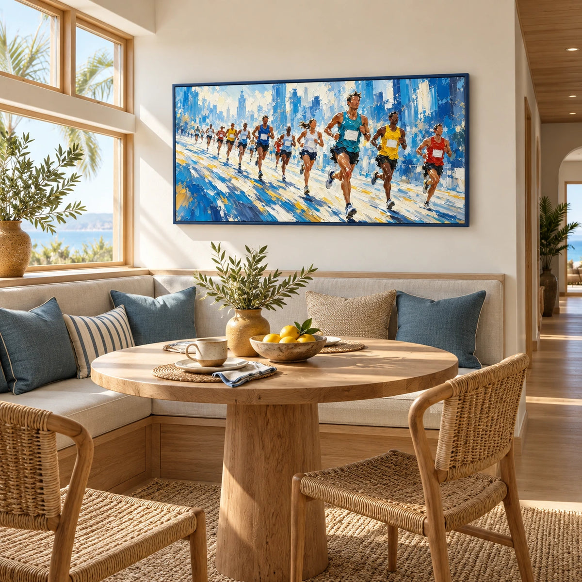 city run displayed in a breakfast nook