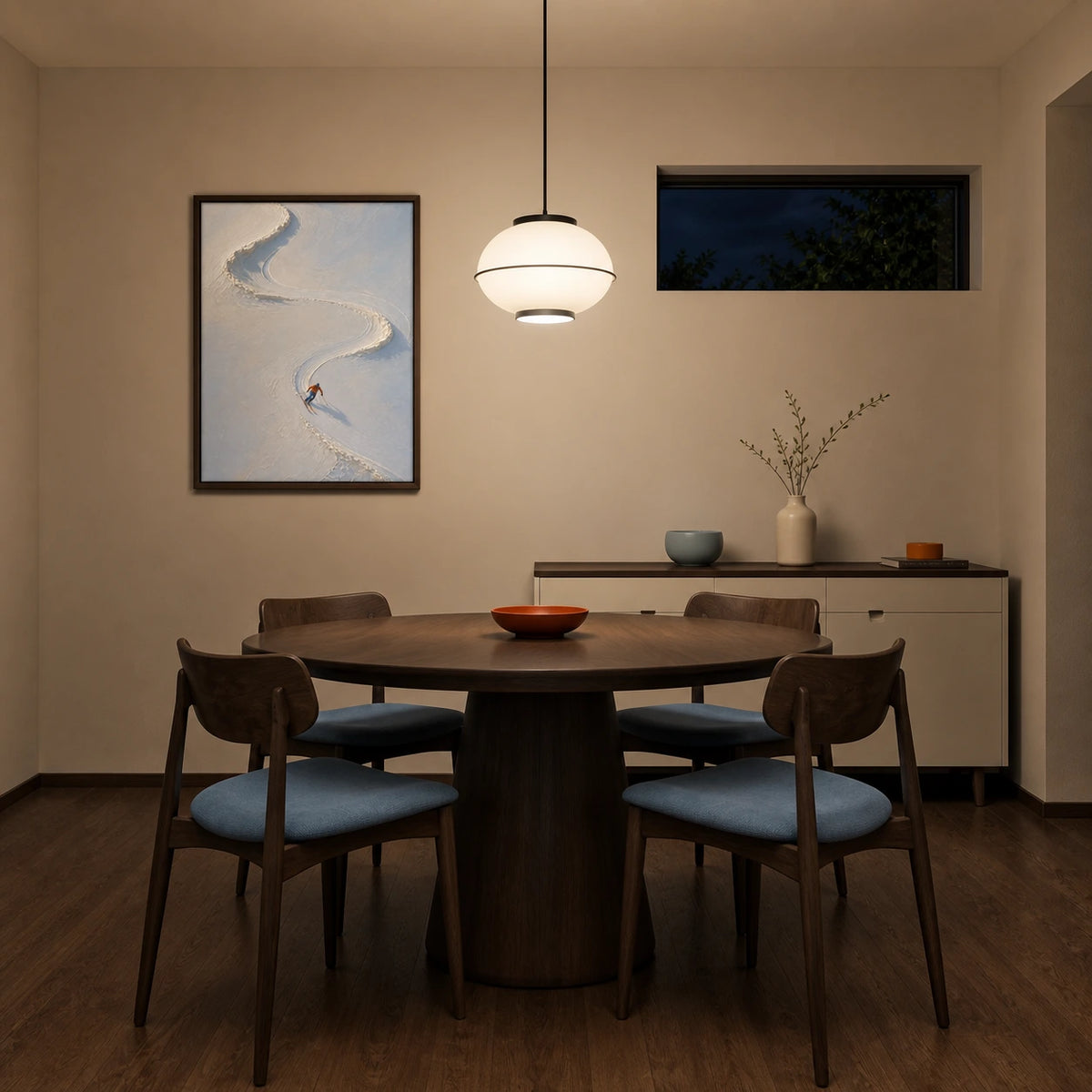 carving the quiet displayed in a dining space