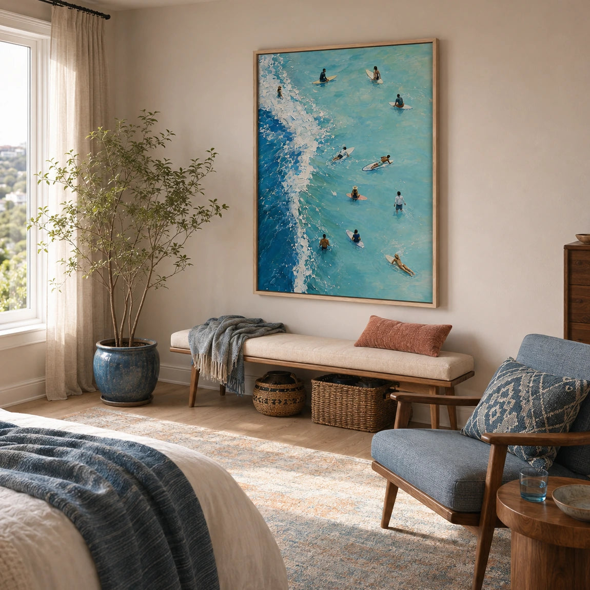 coastal surf break displayed in a bedroom sitting area