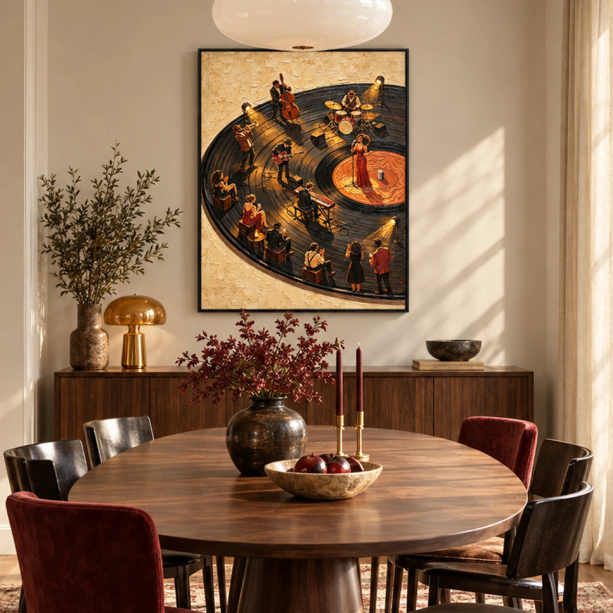 stage jazz ensemble displayed in a dining space