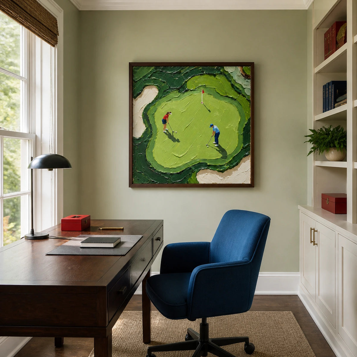sunday on the green displayed in a home office