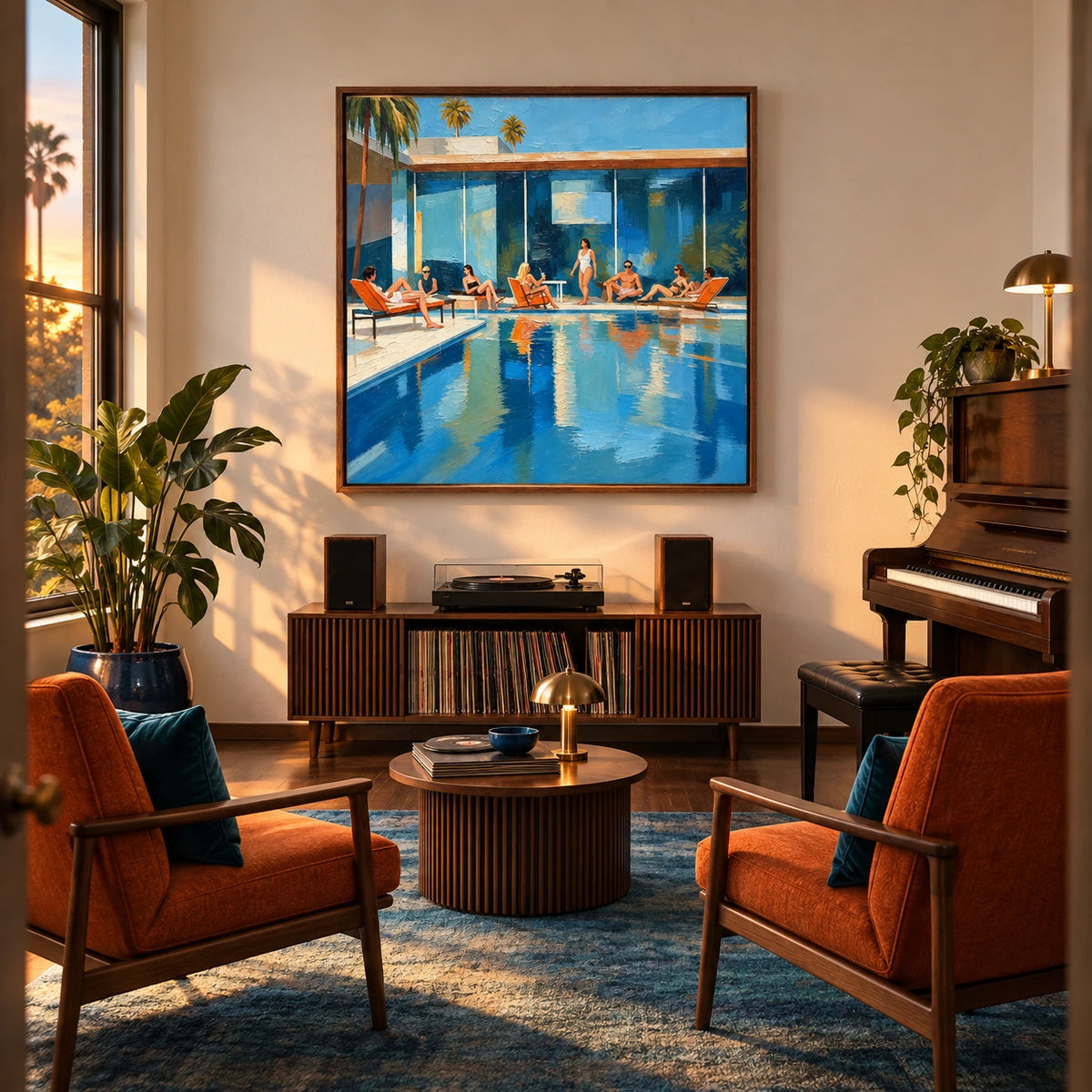 poolside palm retreat displayed in a home music room