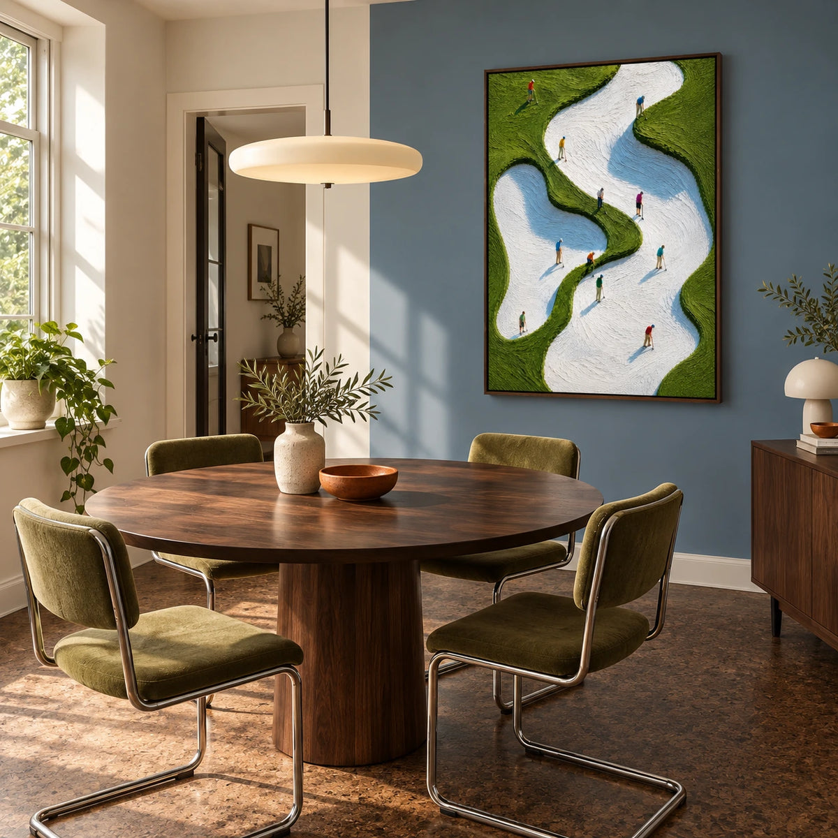 checking the line displayed in a dining room