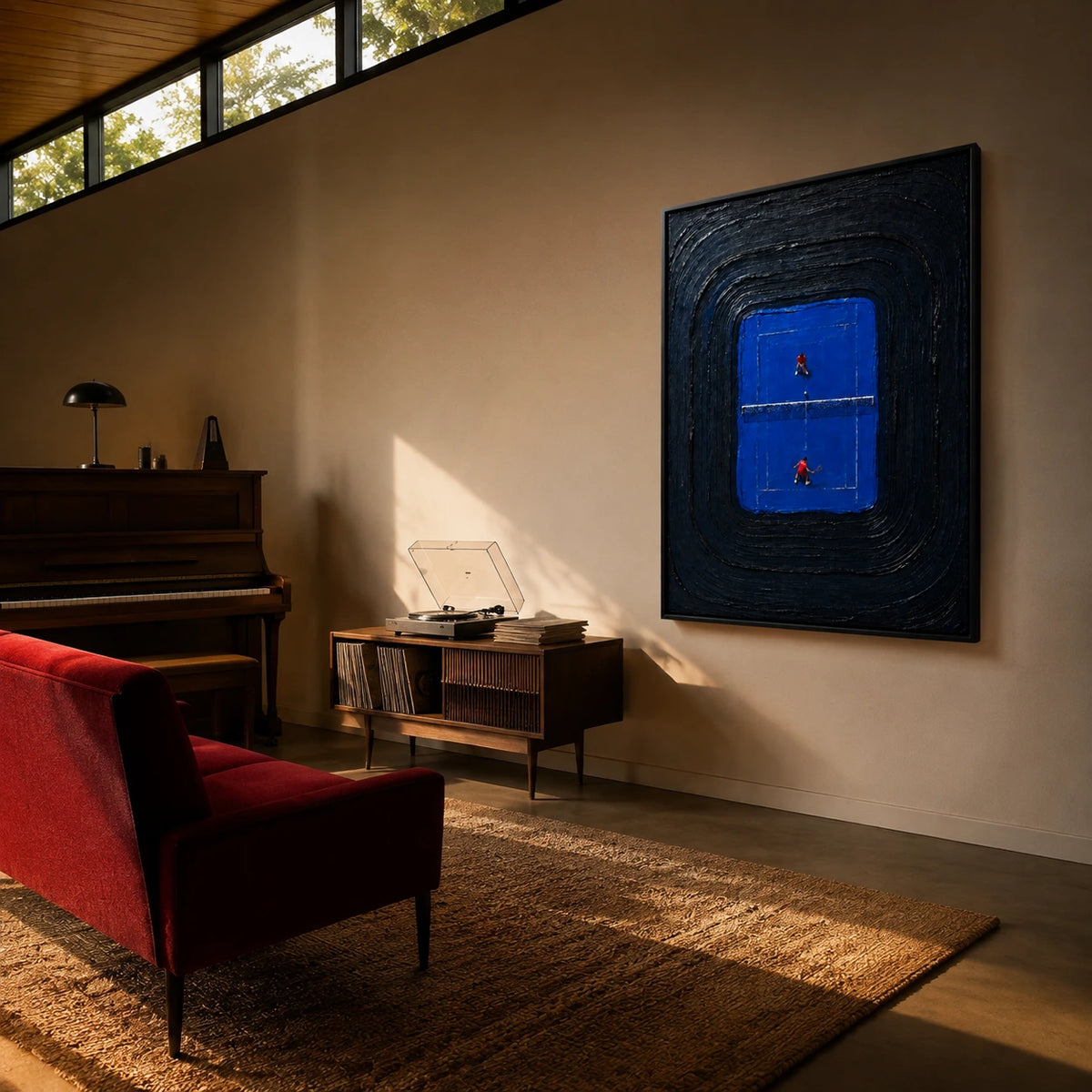 midnight tennis displayed in a home music room