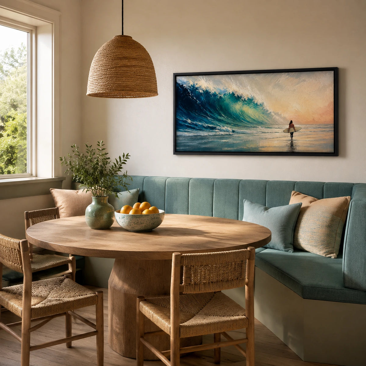 between tide and sky displayed in a breakfast nook