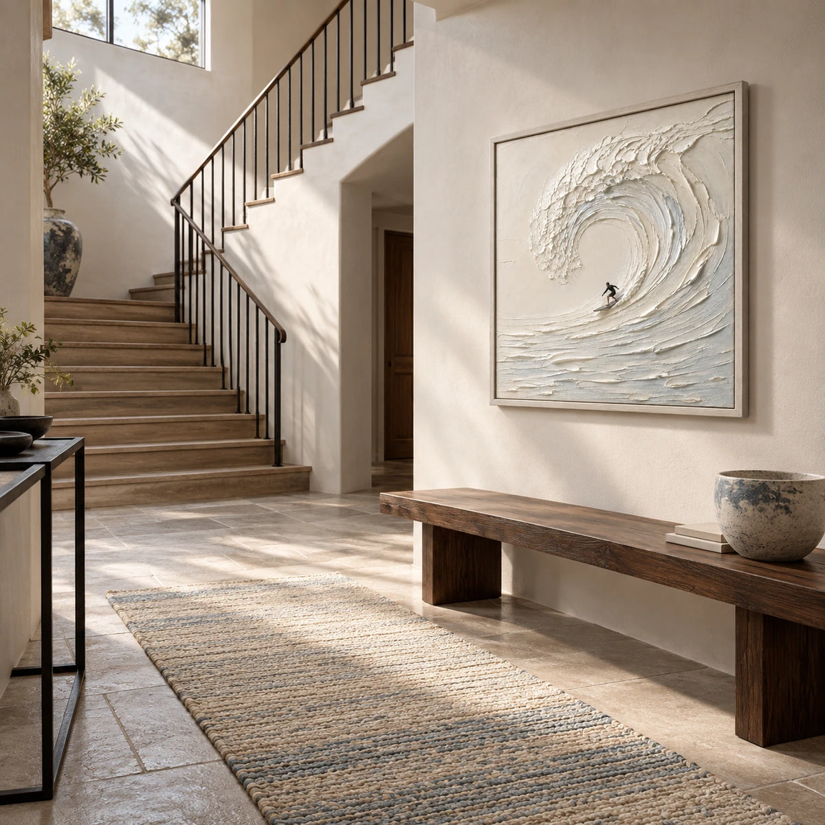 into the curl displayed in a stair landing