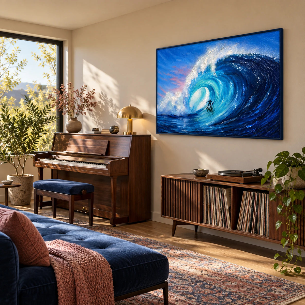wave rider displayed in a home music room
