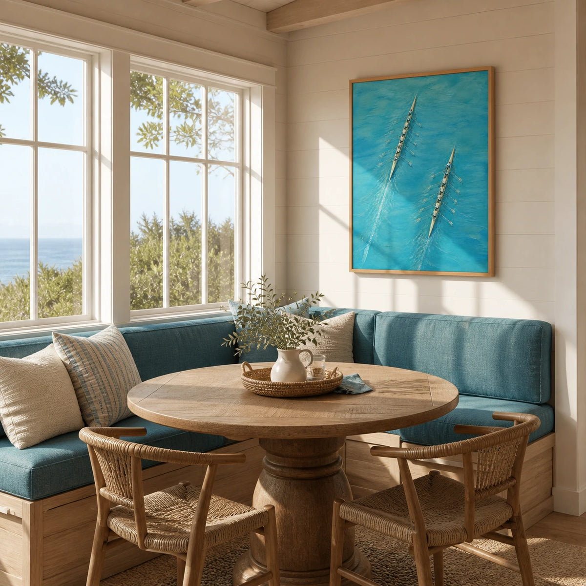 twin currents displayed in a breakfast nook