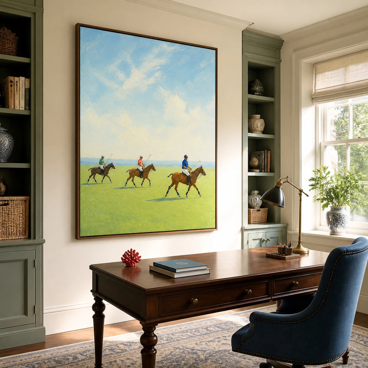polo under open skies displayed in a home office