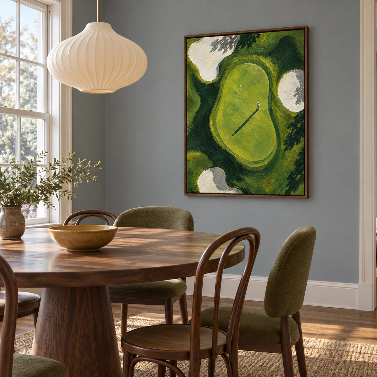 the long fairway displayed in a dining space