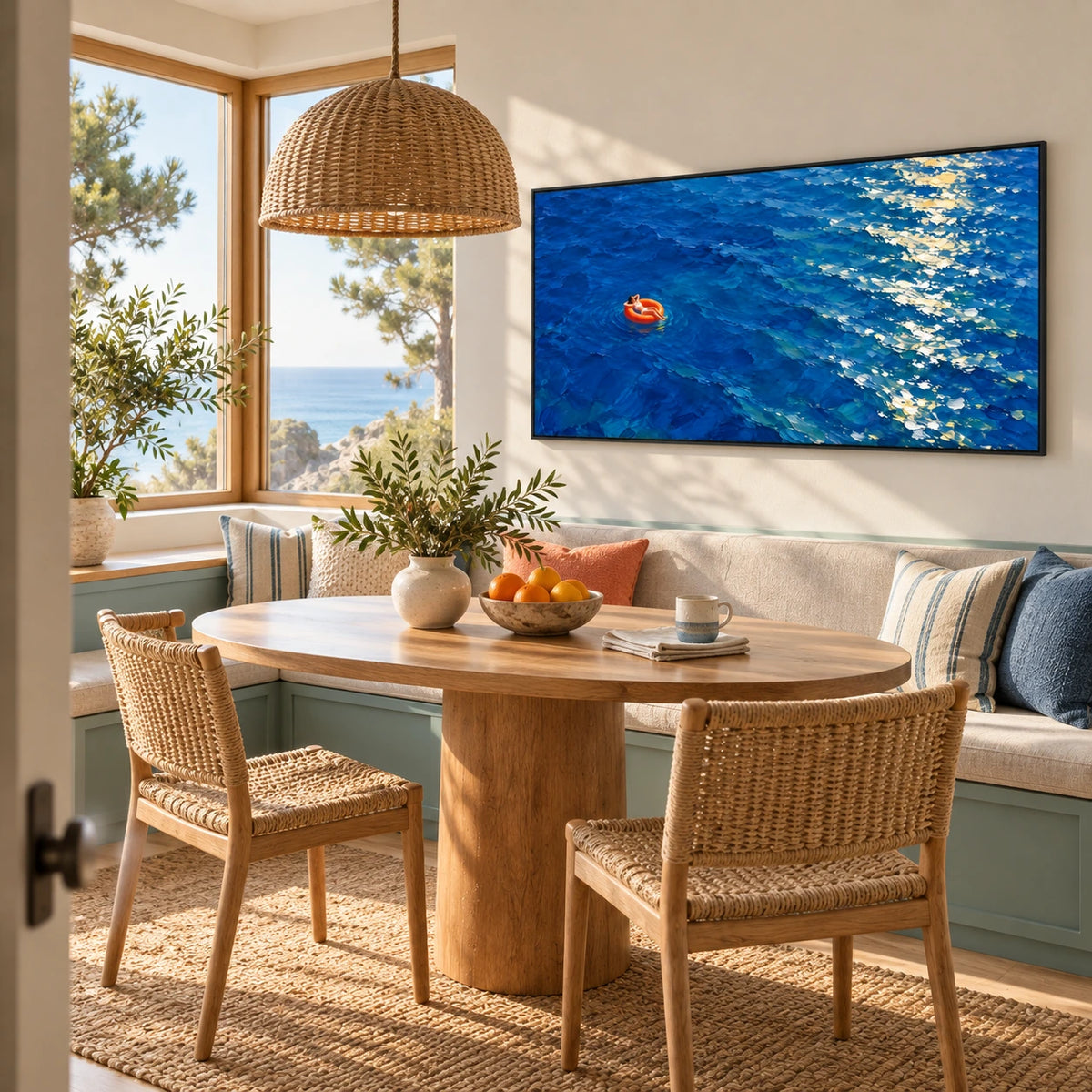 open water drift displayed in a breakfast nook