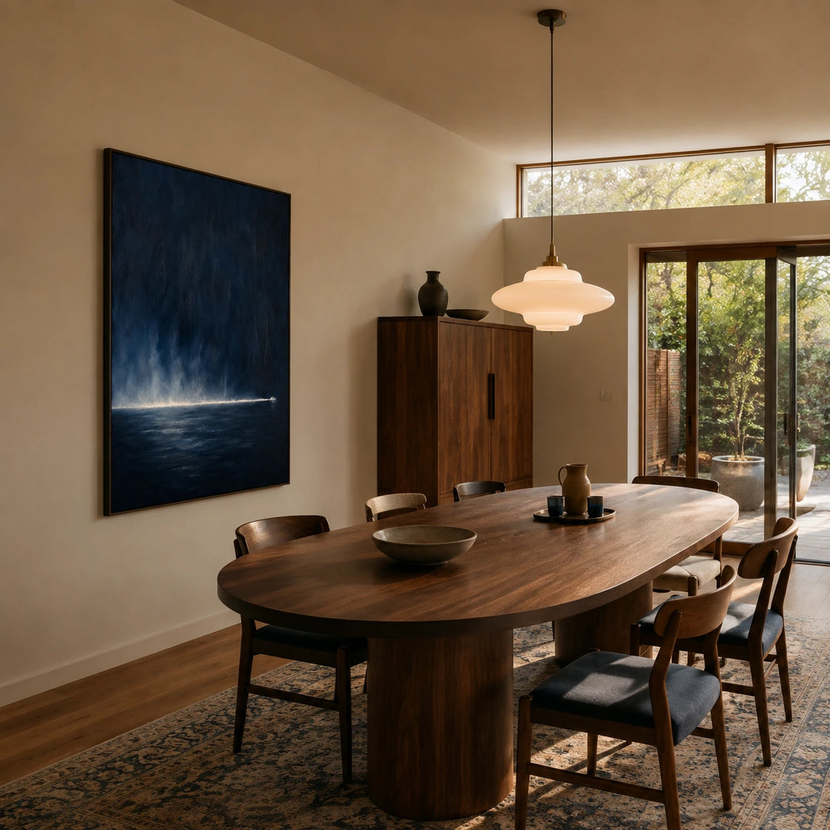 horizon after dark displayed in a dining space