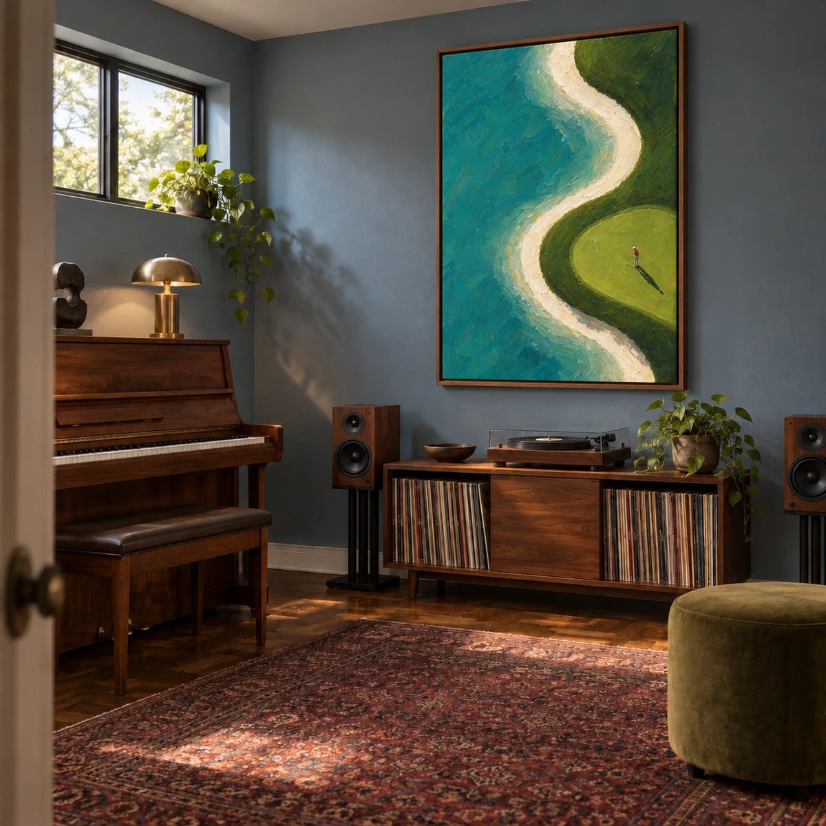 tidal green displayed in a home music room