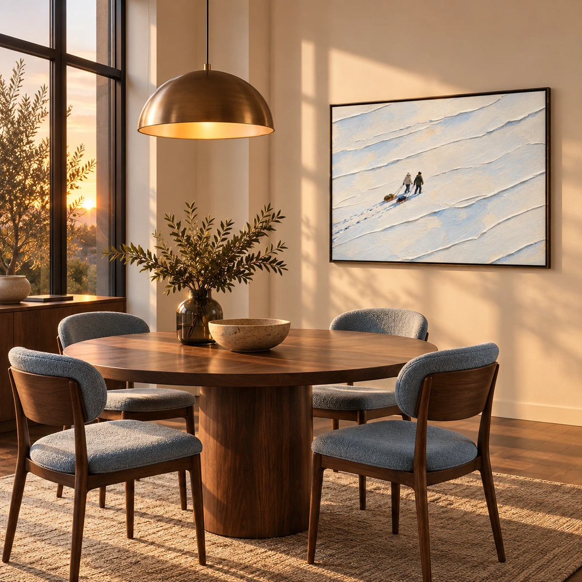 winter trek displayed in a bauhaus dining room