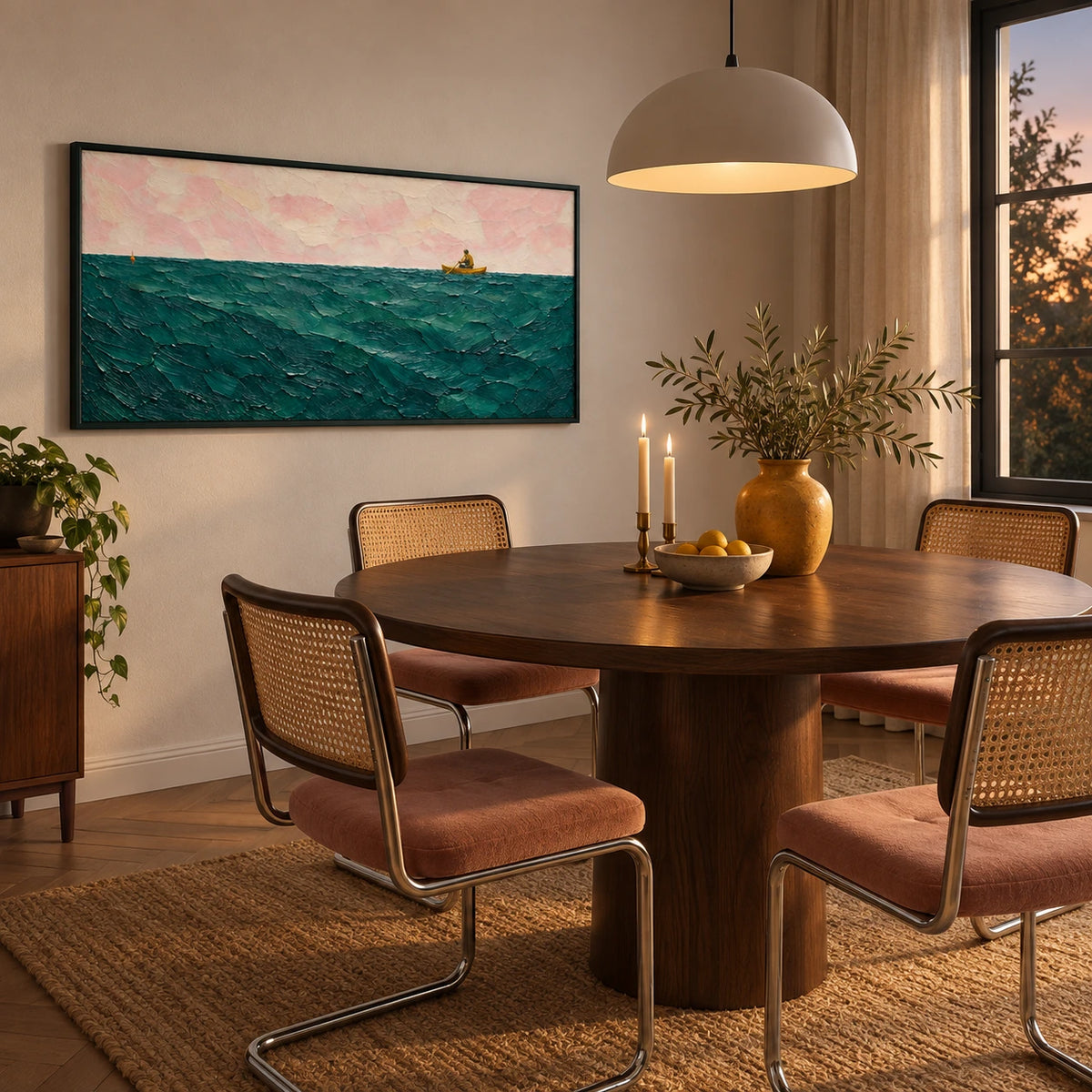 open water, quiet drift displayed in a dining room
