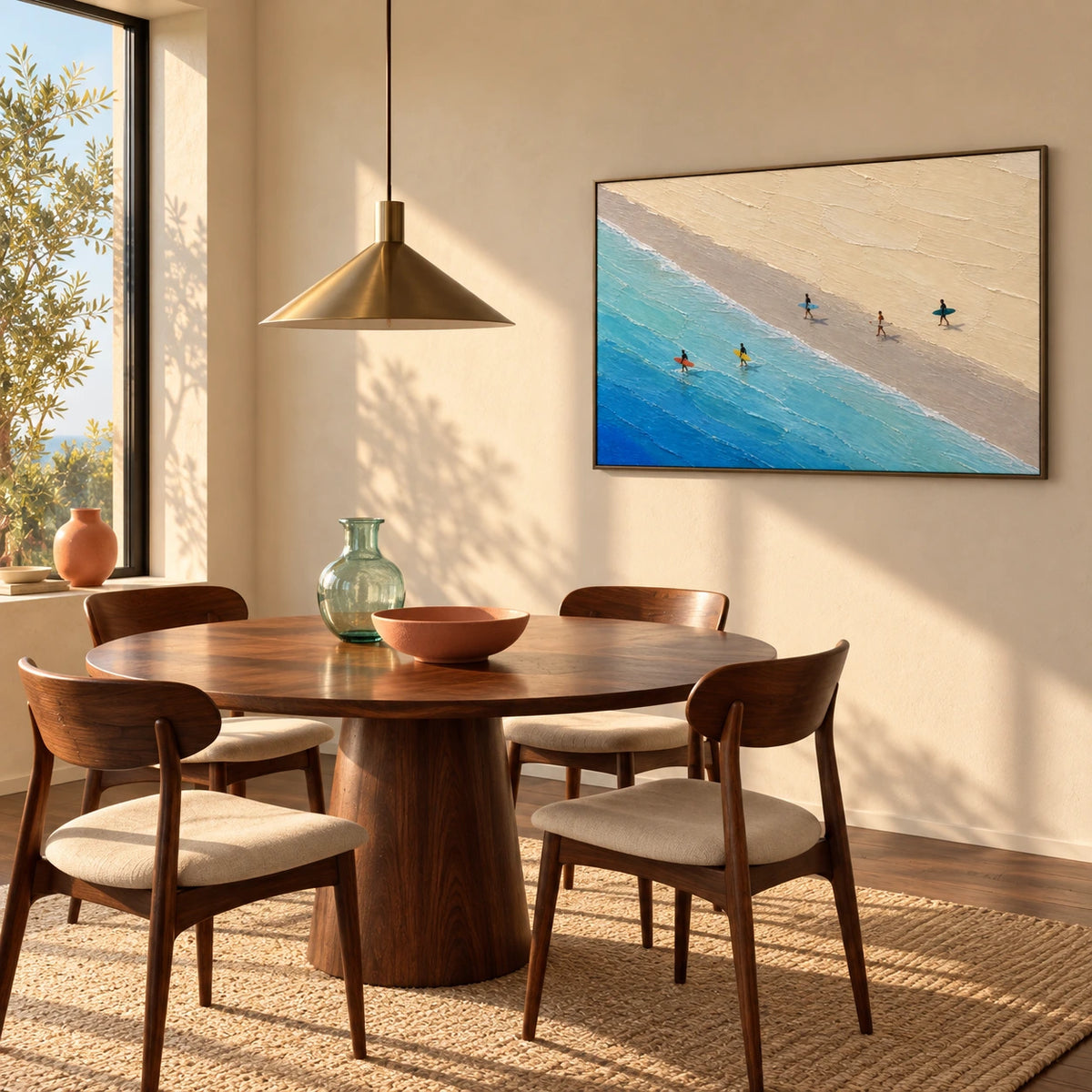 walkers by the tide displayed in a dining room