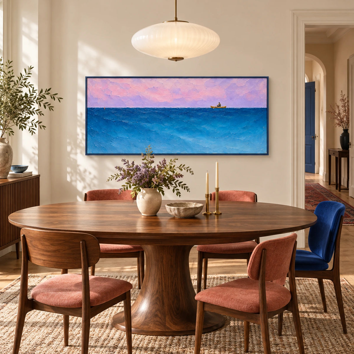 lavender horizon displayed in a dining space