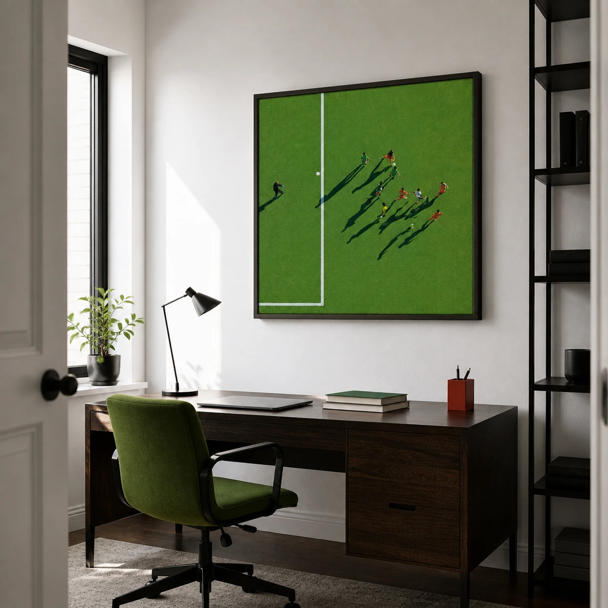 midfield shadows displayed in a home office