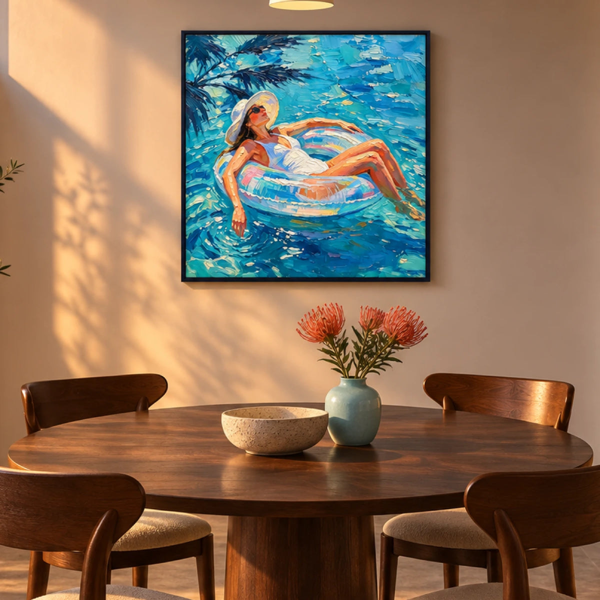 blue water daydream displayed in a bauhaus dining room