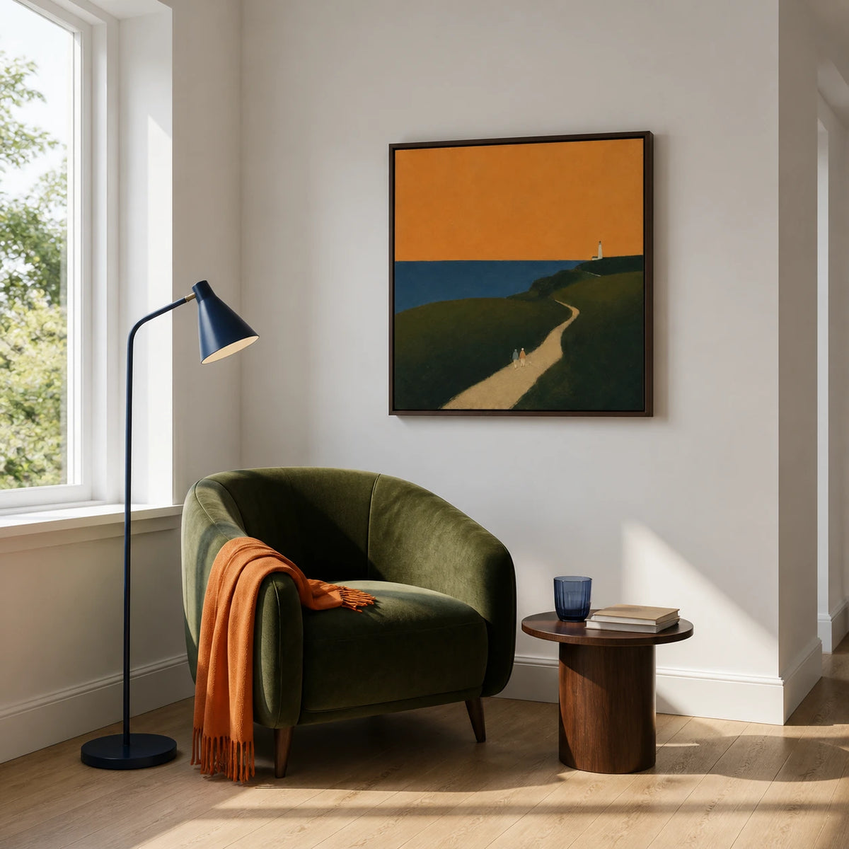 path to the lighthouse displayed in a reading corner