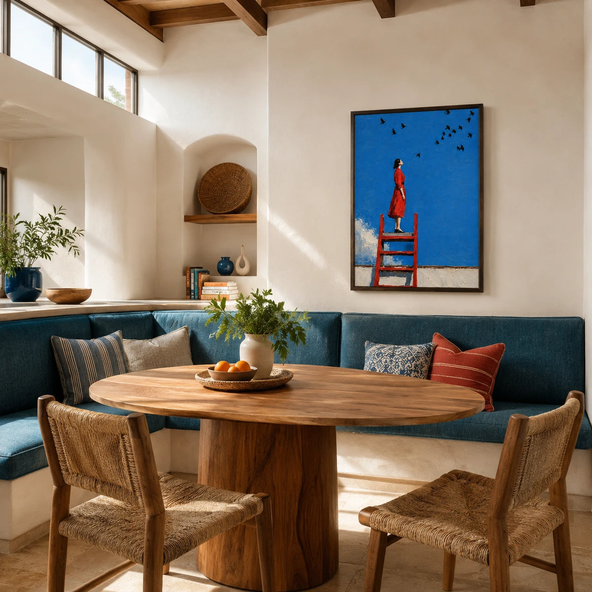 follow the open sky displayed in a breakfast nook