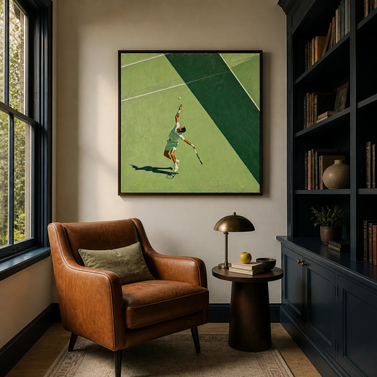 above the baseline displayed in a reading corner