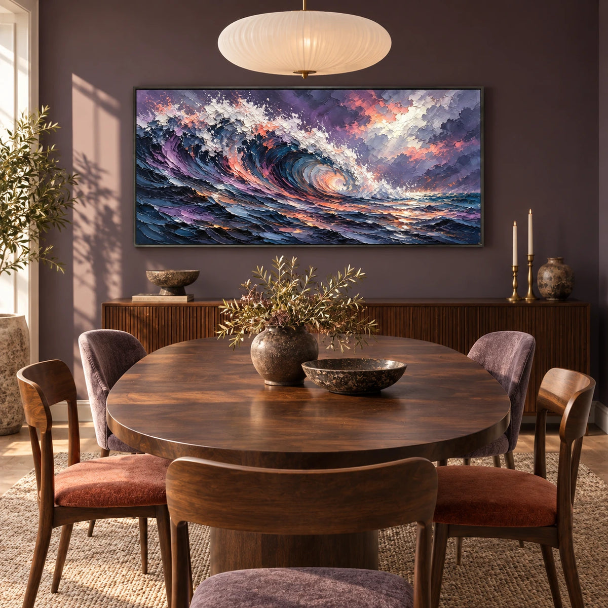 moonlit lavender breaker displayed in a dining space